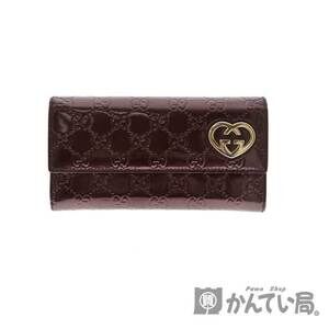 Gucci Bi fold Wallet Gucci Guccissima Brown Bordeaux Heart